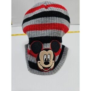 Boys 2T to 5T Mickey Mouse Beanie Hat Disney Multicolored Striped Knit